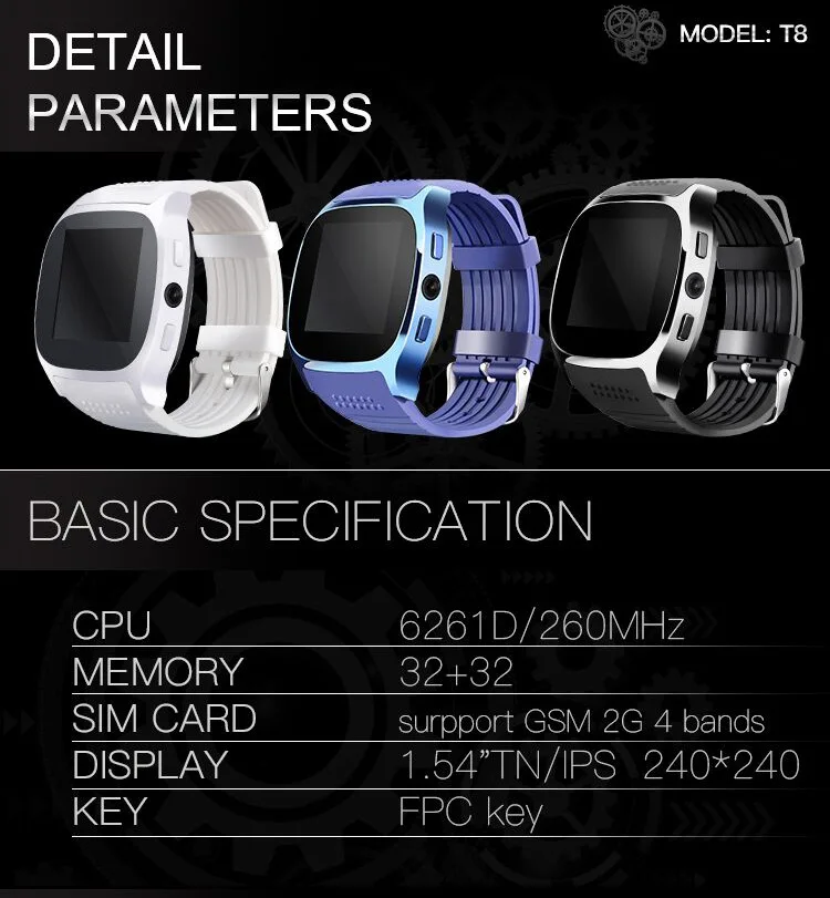 ICREATIVE T8 Smart Watch Man Touch Screen With Camera Support SIM Card Call Sport Positioning Tracker Smartwatch For Kids Elder |