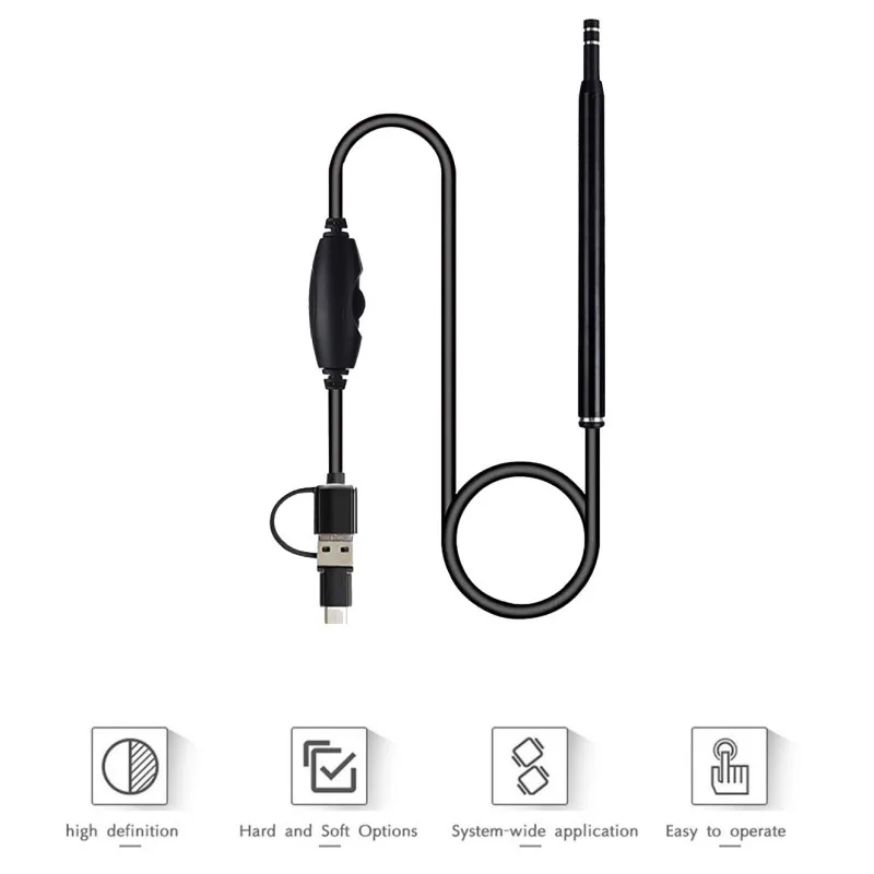 Высокое разрешение бытовой трехв-1 разъем MICROUSB тип-c и USB ушной нос-рот эндоскоп