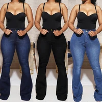 fall 2020 new high waist flare jeans for women casual skinny lifting hips denim long pants fashion stretch jeans s 3xl