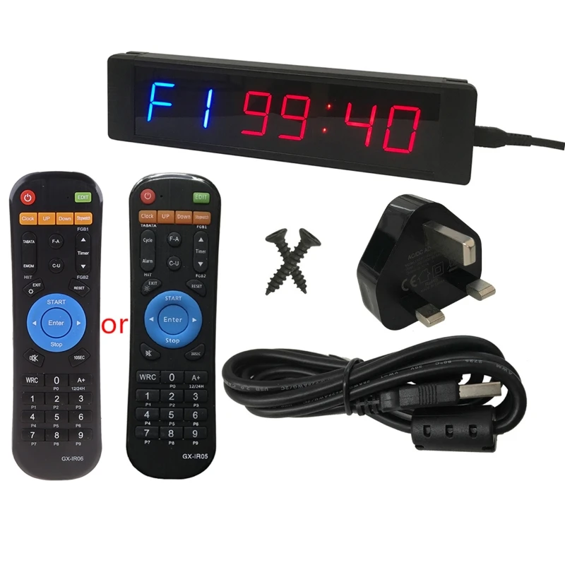 

G6KA Gym Timer Stopwatch with Remote for Gym Fitness Training Ideal Interval Timer Clock with Wall Mount Brackets