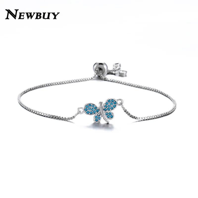 NEWBUY модный микро-паве кубический цирконий браслет для женщин Горячая Распродажа 4 цвета браслет бабочка женские ювелирные изделия - Окраска металла: NBSL280