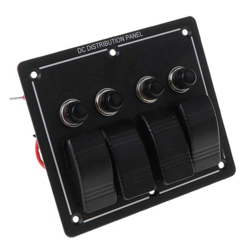 Новый черный 4 Gang 12 24V красный светодиодный водонепроницаемый клавишный