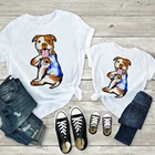 Модная одежда для всей семьи, в стиле Лолита; Семейный комплект для мамы и дочки для собак с надписью I LOVE Футболка 