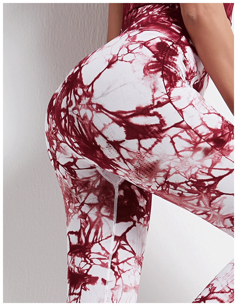 

2021 Tie-Dye Seamless Yoga Pants Sweet High Waist Sports Print Fitness Stretch Running Hip-Lifting Sportwear Slim Gym Leggings