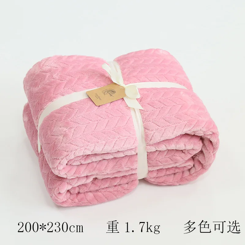 値段 ジャカードフリースブランケット,家庭用のふわふわのフリースカバー,子供用の大きな厚いフリースソファ,ピンクの色200x230cm
