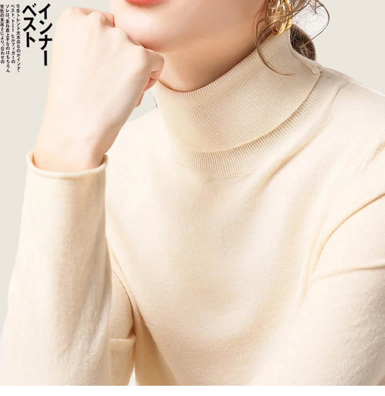 2019 осенний свитер с высоким воротом Женский вязаный длинным рукавом облегающий