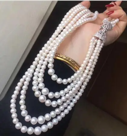 ?? Top新スタイル7-9ミリメートルリアル淡水白真珠のネックレス