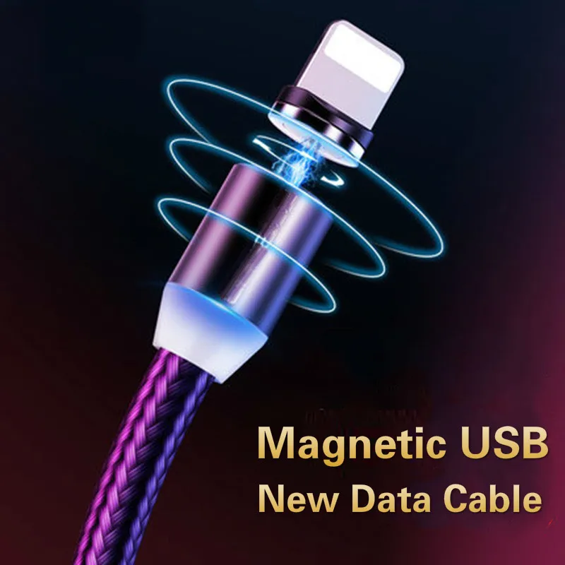 Магнитный кабель Bozhu 3A Micro USB Type C магнитное зарядное устройство со светодиодной