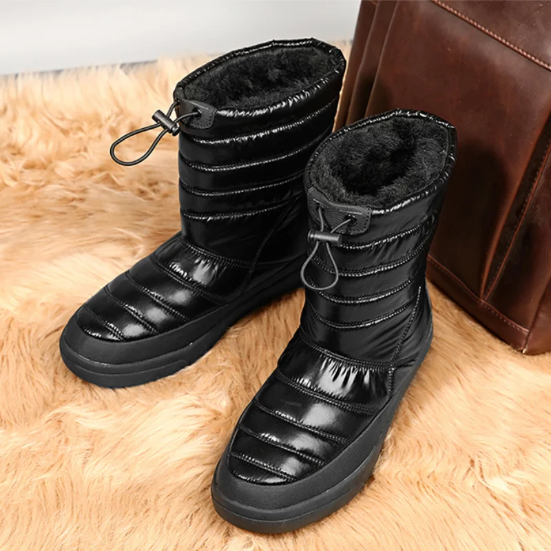 

Зимние ботинки 2021, водонепроницаемые ботинки из искусственной кожи, боевые ботинки для женщин, теплая плюшевая обувь с резинкой, дизайнерск...