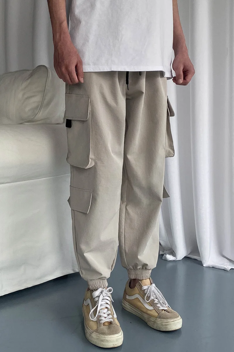 

iiDossan Solid Color Casual Cargo Pants Men Classic Pockets Streetwear Cargo Pants Women Brand Streetwear Trousers Hot Sales