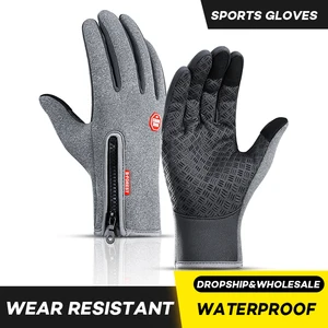 Велосипедные перчатки, зимние теплые ветрозащитные лыжные перчатки для мужчин и женщин, водонепроницаемые варежки для сенсорного экрана