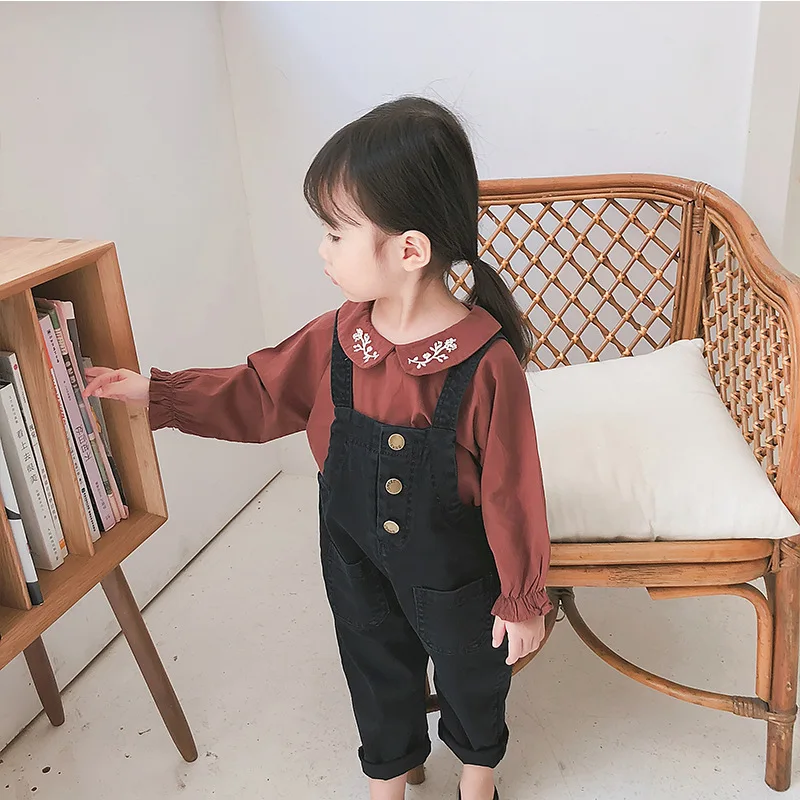Детский комбинезон на пуговицах однотонный хлопковый в Корейском стиле для