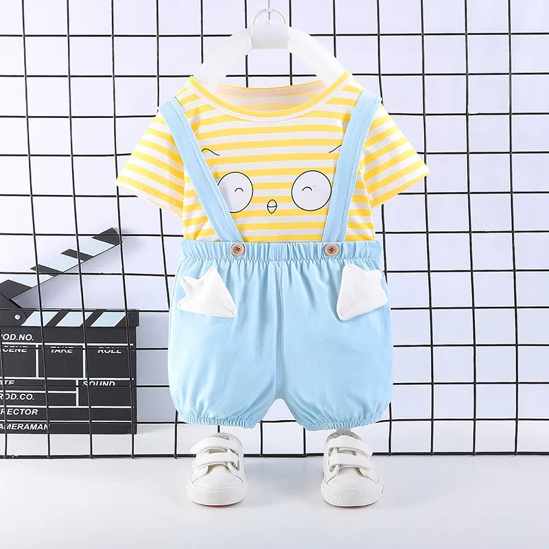 

2021 новый для маленьких девочек одежда для малышей Комплект детской одежды для мальчиков, спортивный костюм, футболка с короткими рукавами + штаны, Детские комплекты одежды из 2-х предметов, От 1 до 3 лет