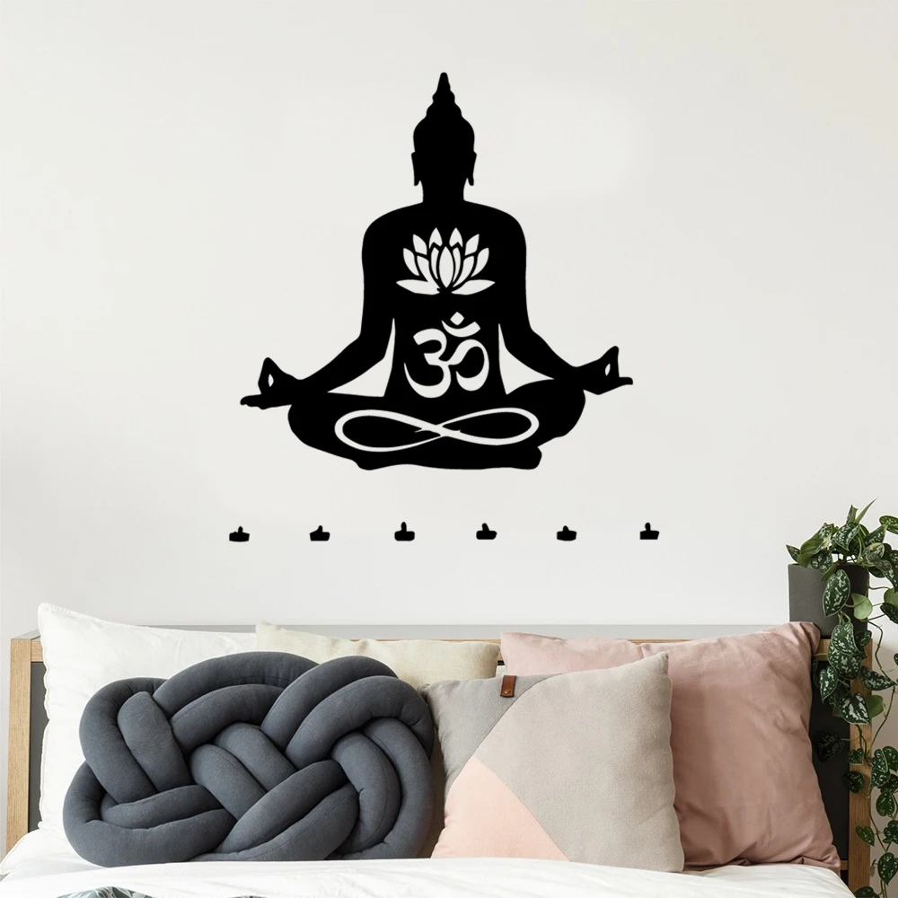 Современная фигурка Будды наклейка на стену съемный декор для детской комнаты