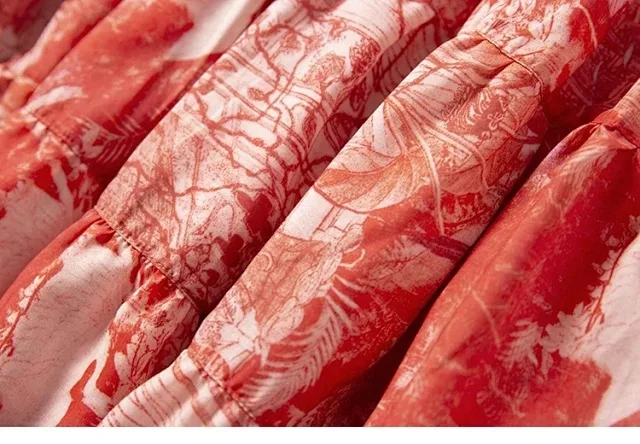 

Women Skirt 2021 Early Autumn Silk Cotton New Retro High Waist Beach Skirt