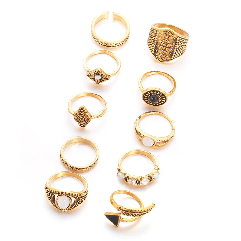 

Fashion Simple Retro Jewelry Very Fine Jewelry Ring Temperament All-match Arrow 10 Set Combination Set Female Model Ring