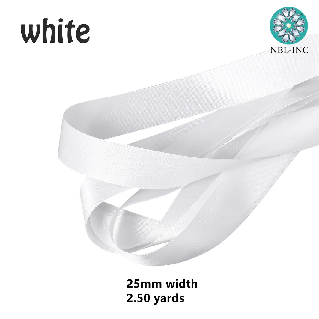 (25 мм * 2 50 ярдов) белая двухсторонняя атласная лента для свадебного ремня DIY satin-W |