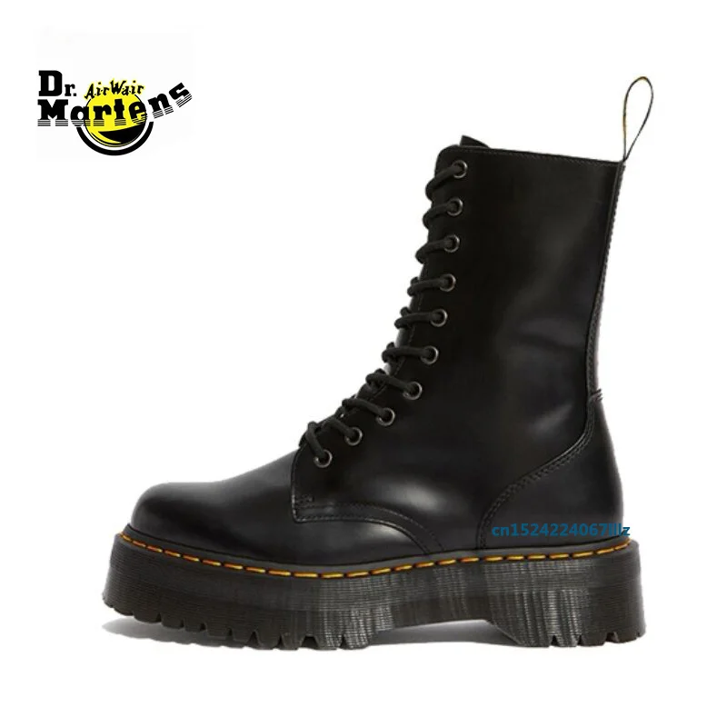 Женские ботинки Dr.Martens из гладкой кожи до середины икры на платформе толстом