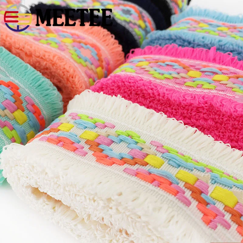 

Meetee 8yard 4.5cm Tassel Lace Trim Webbing Ribbon Home Textile Bag Curtain Clothes DIY Crafts Sewing Accessories Supplies AP539