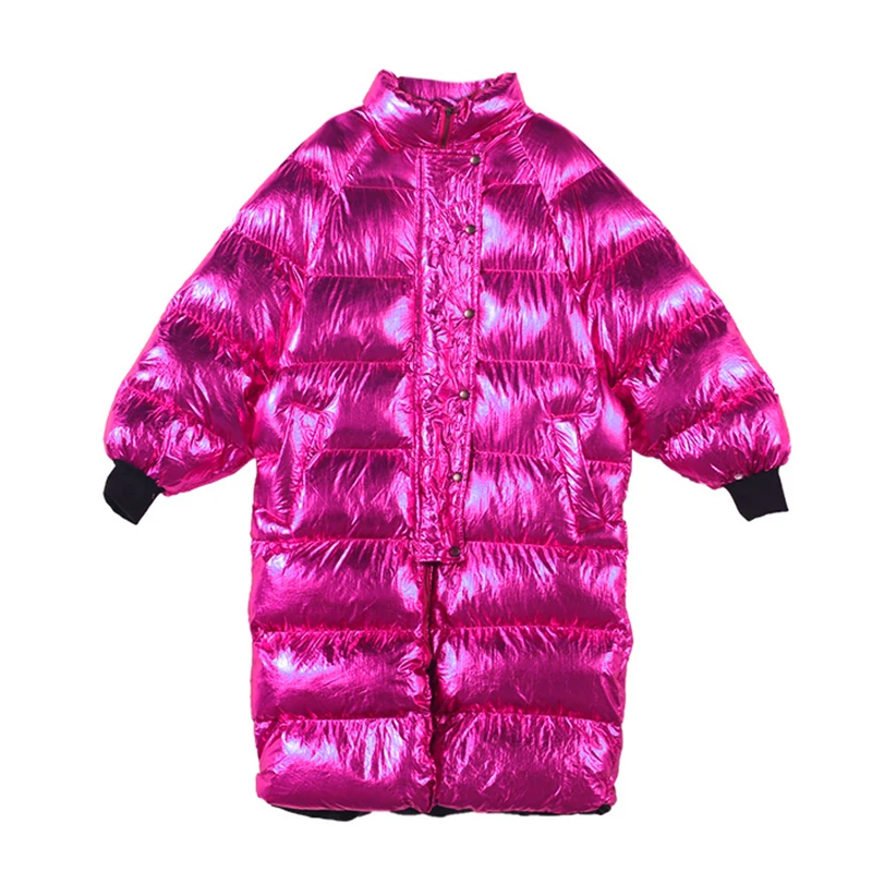 

Glossy Removable Hooded Winter Jacket Women Down Cotton Coat Loose Streetwear jacket Female Long Parkas Thick Warm Outerwear