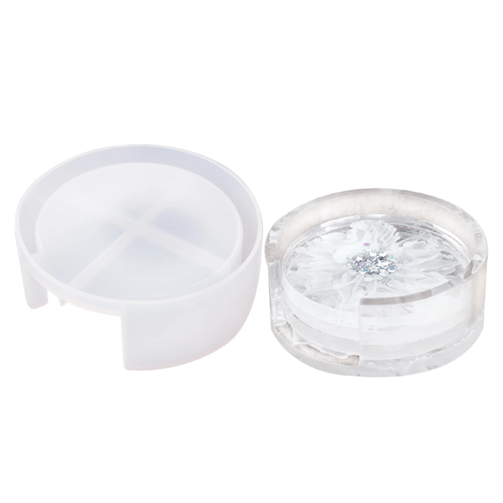

2021 NEW Round Coaster DIY Silicone Mold Epoxy Coaster Storage Box Set Resin Mold Handmade Crystal Molds Crafts Accessory