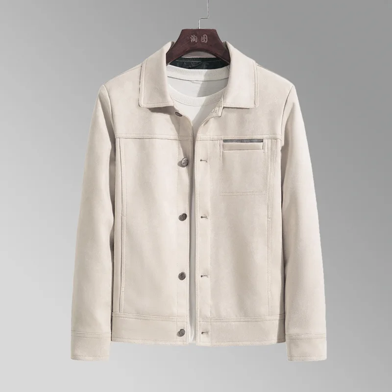 

2021 Men's Autumn New Casual Polo Collar Leather Fashionable Slim Fit Youth Jacket