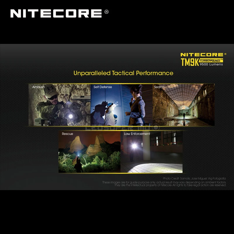 9500 люмен NITECORE TM9K 9 x CREE XP L HD V6 LED ультракомпактный тактический фонарик со