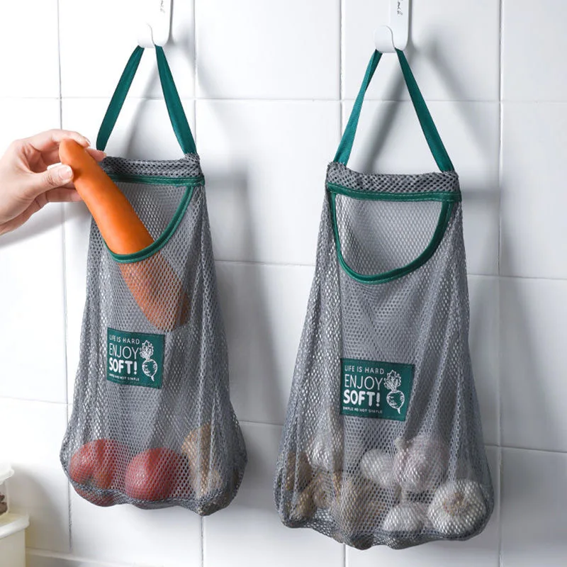 

Hangable storage bag moisture-proof and breathable fruit and vegetable storage mesh kitchen storage bag