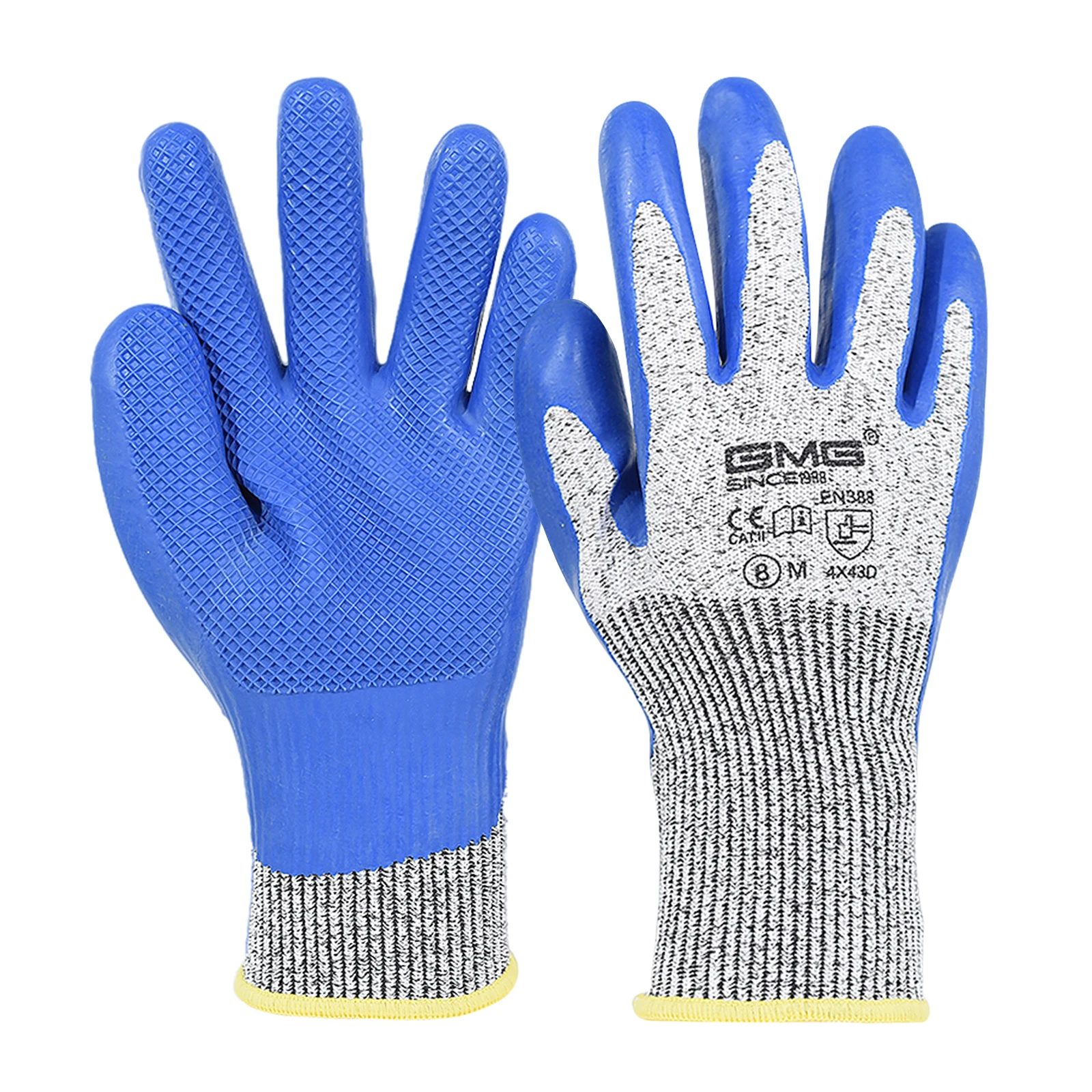 

Нескользящие защитные перчатки с резиновым покрытием рабочие перчатки 10 Калибр Бесшовная Трикотажная подкладка, 6 пар