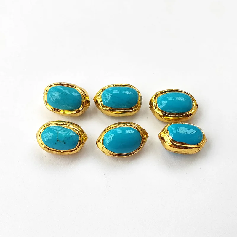 

10Pcs New Design oval-shaped Blue Howlite Stones Connector Bead,Gem stone Loose Spacer Beads For Jewelry Making Findings BD374