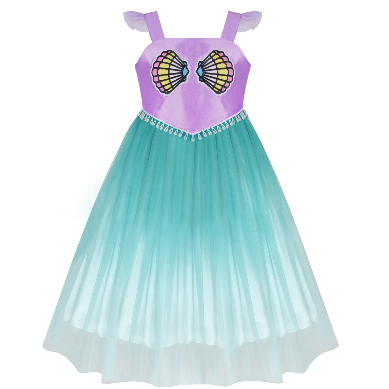 

Girls Dress Mermaid Princess Gradient Color Tulle Costume Dress 2020 Summer Wedding Party Dresses Children Clothes Pageant