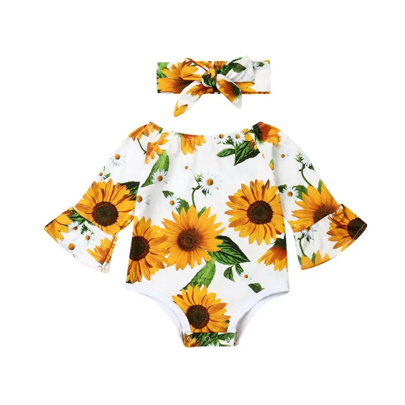 Одежда для новорожденных и маленьких девочек боди с круглым вырезом длинными