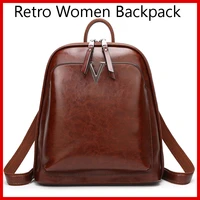 retro womens backpack leather shoulder bag desinger brown mini small cute girl for motorcycle travel waterproof diaper handbag