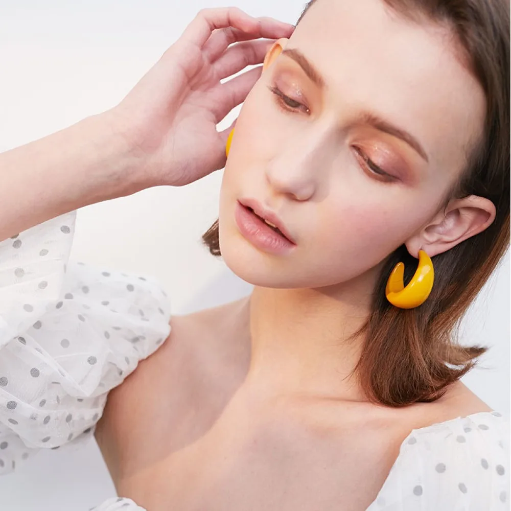 2021 новые модные корейские серьги для женщин круглые C желтые геометрический