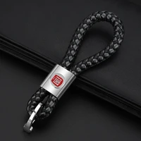 1pc alloy woven leather rope car logo emblem keychain keyring for man husband gift for fiat panda 500 500x 500l tipo punto bravo