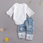 Комбинезон детский кружевной с длинными рукавами, для девочек