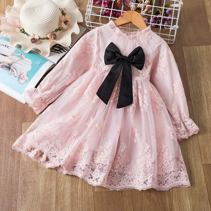 

Girls Dress Spring Lace Princess Clothes Kids Dresses For Girls Flared Sleeve Birthday Party Dress Children Clothing vestidos