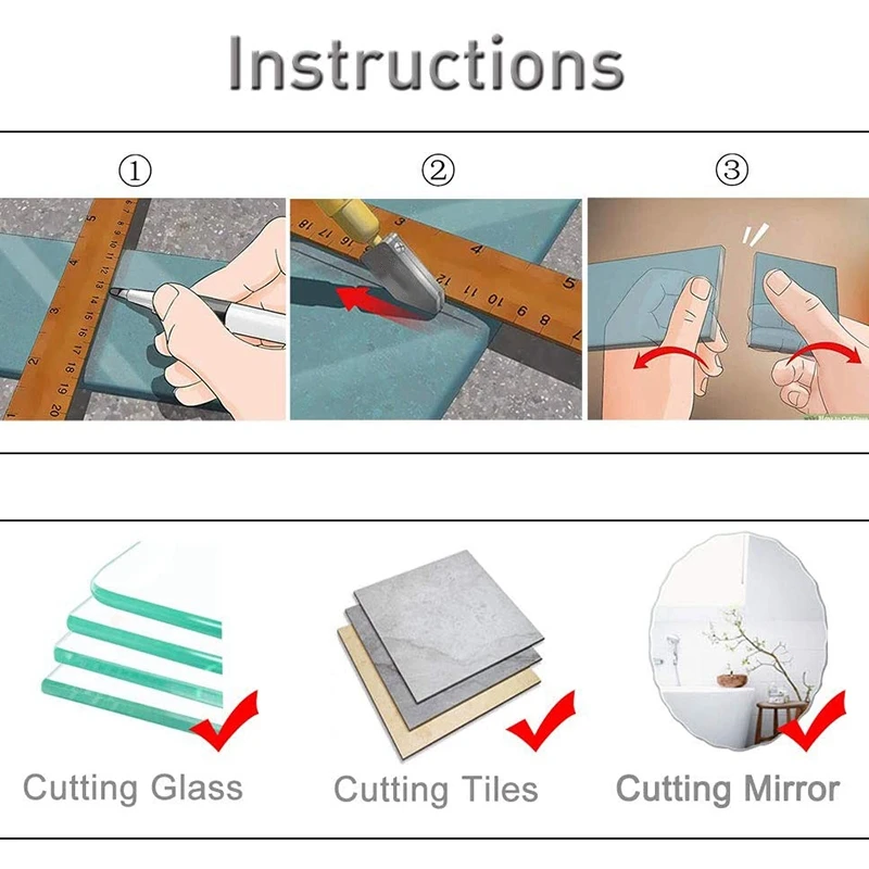 

Glass Cutter Tool 2-19mm Automatic Oiling Professional Cutter for Thick Glass and Ceramic Tile Pencil Shape and Design