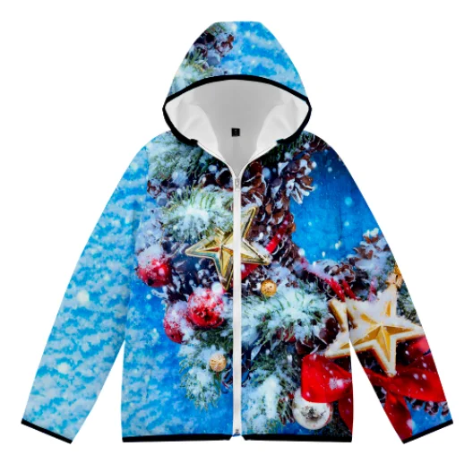 

2023 Christmas Jacket Cool 3D Print Zipper Coat Women/Men Winter Casual Streetwear