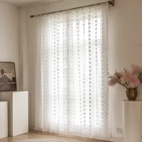 white lace tulle sheer floral embroidery tassel short window curtain for home living room decor in the kitchen cafe curtain