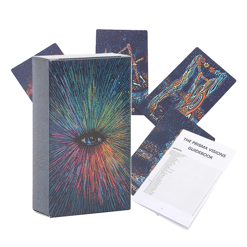 

12X7CM Tarot Cards with Paper Guide Book Original Size Prisma Visiions 78 Cards Oracle Deck Divination English Verson Board Game
