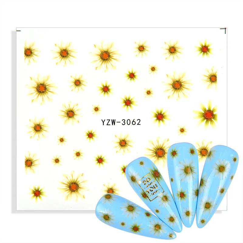 

1 лист, летние наклейки для ногтей с подсолнухом, Цветочные наклейки для ногтей, переводные наклейки для ногтей, Слайдеры для девочек, украше...