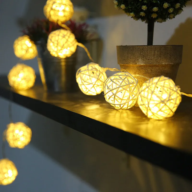 Светодиодный ротанга шары гирлянда декоративные AC220V 20 Luminaria Рождество патио