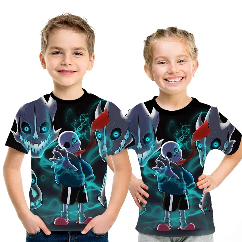 

2021 new Summer Fashion Skeleton Brother Tshirt Game undertale sans Kids 3D Printed Cartoon T shirt For Boys Girls Children Tops