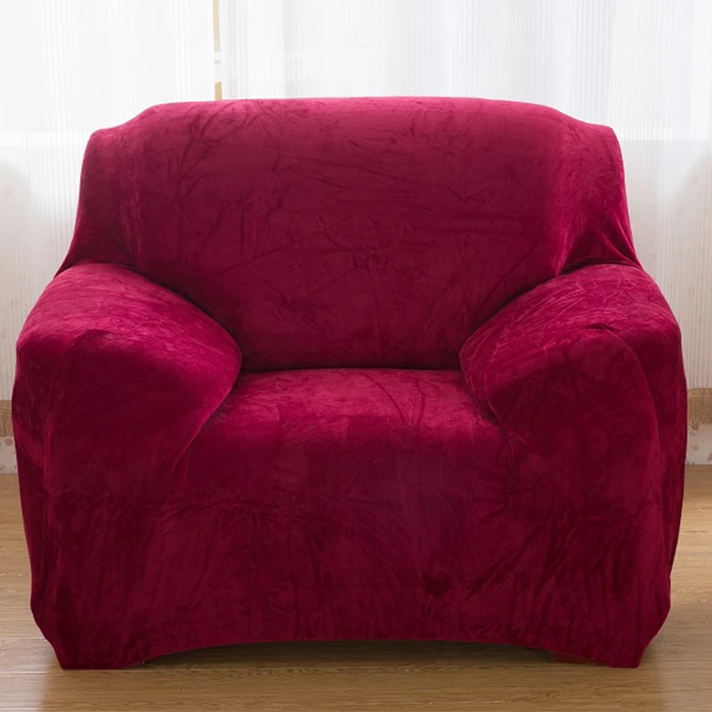 Model 4 Burgundy Зимние супер мягкие плюшевые чехлы для диванов однотонные Цвет утепленные стрейч все включено чехол для дивана, чехол для дивана, для возраста от 1/2/3/4 сиденья - Цвет: Model 4 Burgundy