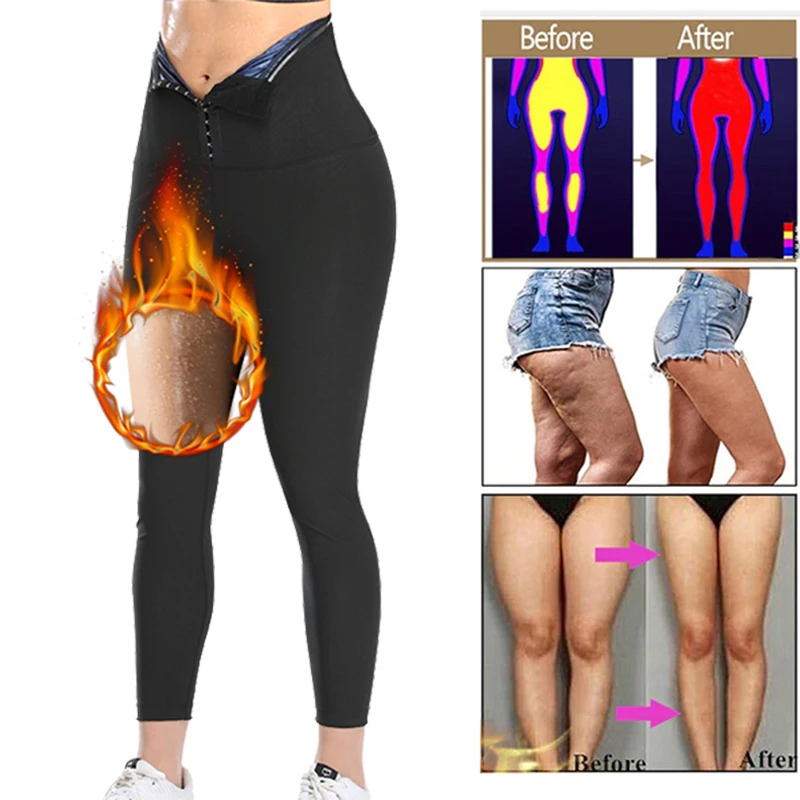 Women's Sweat Leggings Waist Trainer Body Shaper Sauna Compression High Waist Sport Pants For Weight Loss Slimming Shapewear