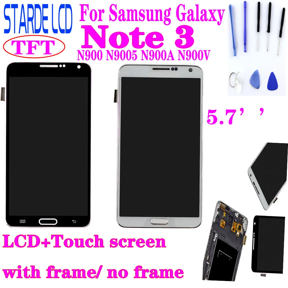ЖК дисплей для Samsung Galaxy Note 3 N900 N9005 N900A N900V сенсорный экран с дигитайзером в сборе