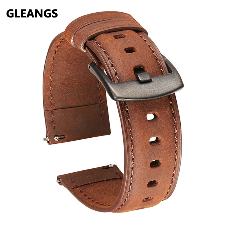Фото - Genuine Leather Watch Band 20mm 22mm Watch Strap Quick Release Vintage Leather Watch Bands for Men Women Retro Brown Black Gray remzeim genuine leather watchbands quick release sport men women watch straps 20mm 22mm replace strap watch accessories