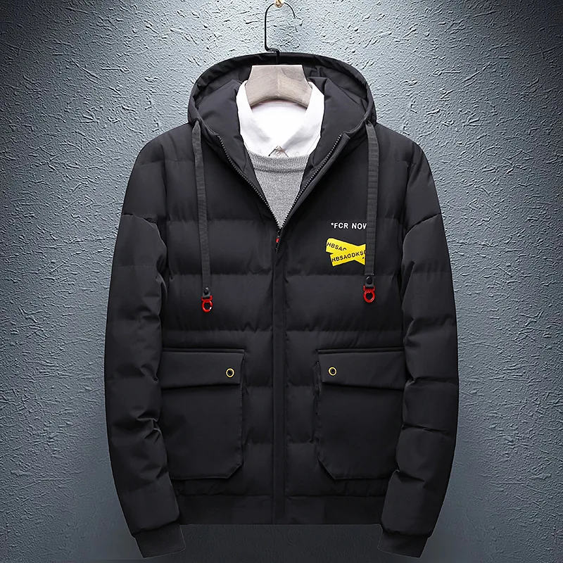 Winter Men's Even Cotton Cap Trend Solid Color Thickening Cotton-padded Clothes Male Leisure Time Youth Loose Coat Cotton-padded