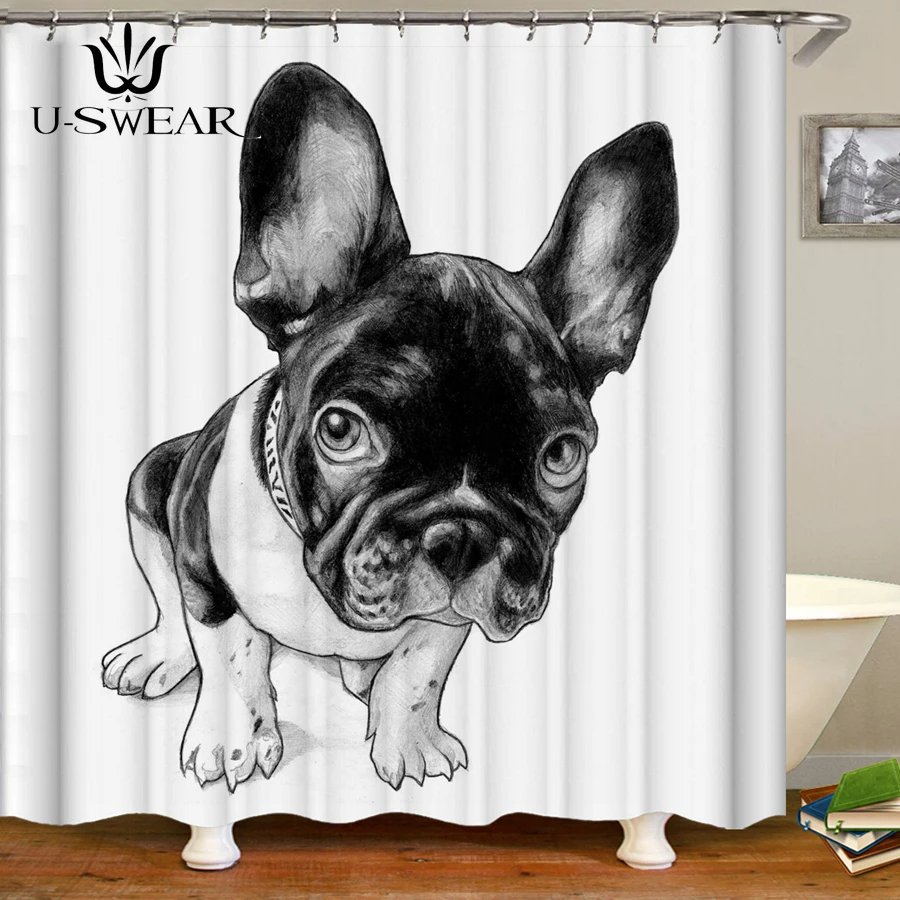 Водонепроницаемая ванная завеса с забавным и милым принтом домашних животных, набор для ванной комнаты.